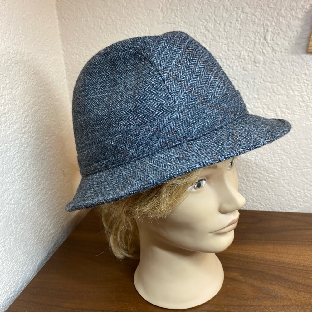 VTG Henschel Hat‎ Co Fedora Wool  Blend Gray Herringbone Mens Classic Made USA M